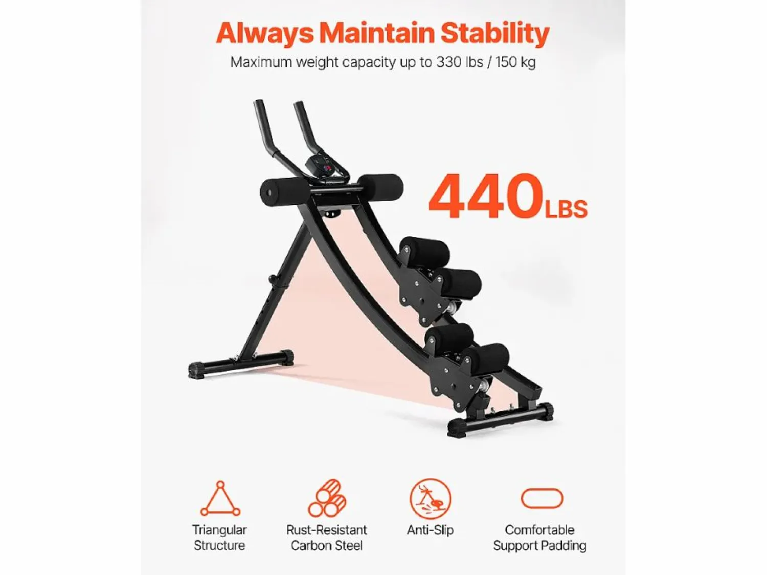 Clearance Equipo para Abdominales SucceBuy, Equipo de Entrenamiento Abdominal con Doble Pista Negro