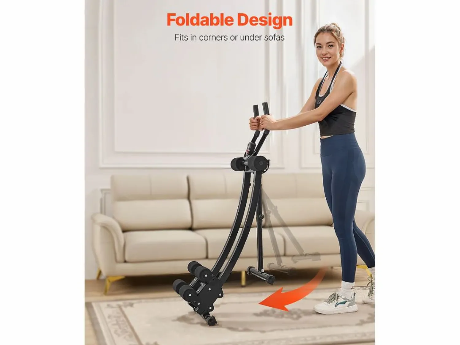 Clearance Equipo para Abdominales SucceBuy, Equipo de Entrenamiento Abdominal con Doble Pista Negro