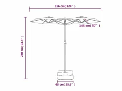 Garden Furniture Eryx Sombrilla doble de jardín gris antracita 316x145 cm