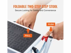 Escalón-Escalera SucceBuy 2 Peldaños Plegable 3 Alturas Ajustables Carga Máxima 150 kg - Seguro y Estable para Trabajos en Altura