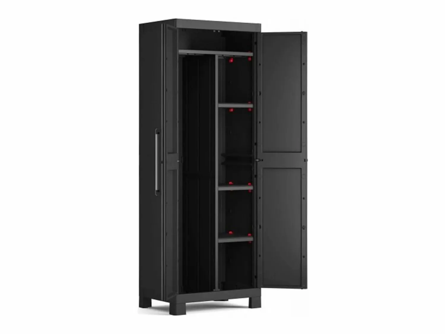 Hot Escobero de jardín de resina "Cindy" con estantes interiores y patas elevadas cm65x45 182h Negro