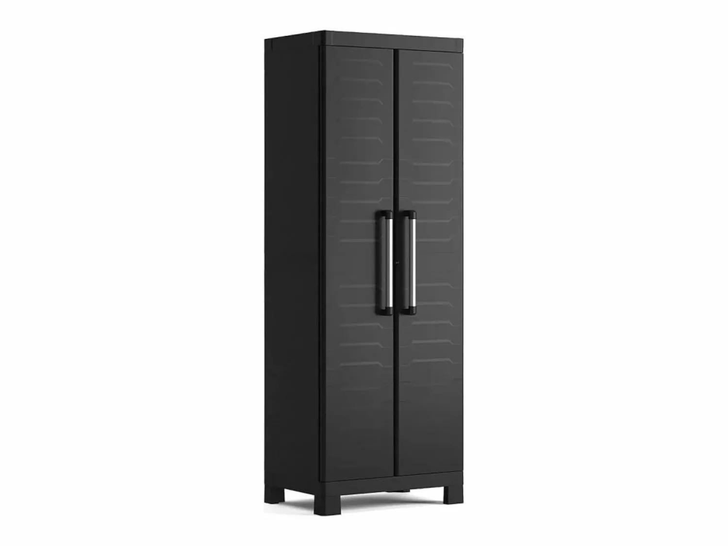 Hot Escobero de jardín de resina "Cindy" con estantes interiores y patas elevadas cm65x45 182h Negro