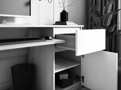 Best Escritorio 2 cajones, 2 puertas, 5 estantes, / Brillante, 135 x 77 x 50 cm Mesa De Ordenador