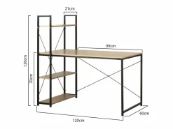 Discount Calicosy Escritorio 120 cm con 4 baldas estilo industrial Beige