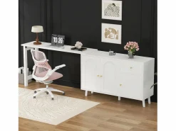 Clearance Escritorio 2 en 1 120×40×74,5 cm - Giratorio 360° - 3 puertas y 1 cajón - Certificado FSC - Escritorio Rinconero|Escritorio Tradicional