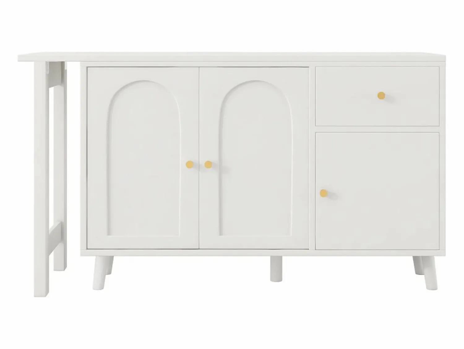 Clearance Escritorio 2 en 1 120×40×74,5 cm - Giratorio 360° - 3 puertas y 1 cajón - Certificado FSC - Escritorio Rinconero|Escritorio Tradicional