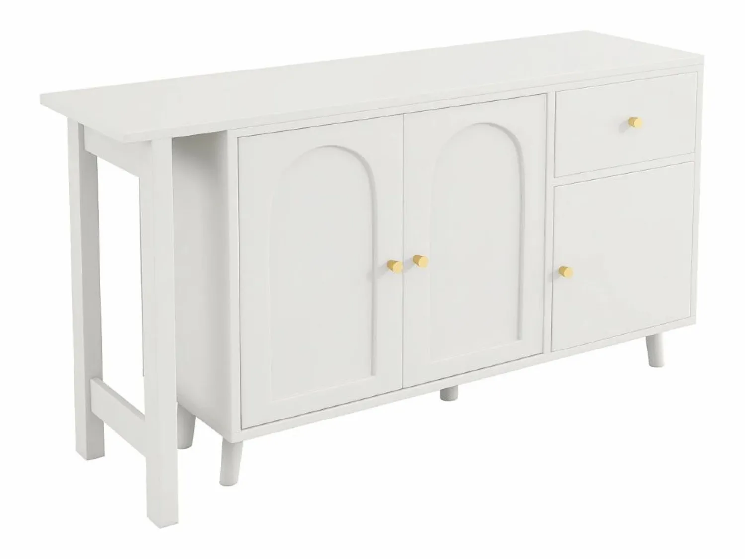 Clearance Escritorio 2 en 1 120×40×74,5 cm - Giratorio 360° - 3 puertas y 1 cajón - Certificado FSC - Escritorio Rinconero|Escritorio Tradicional