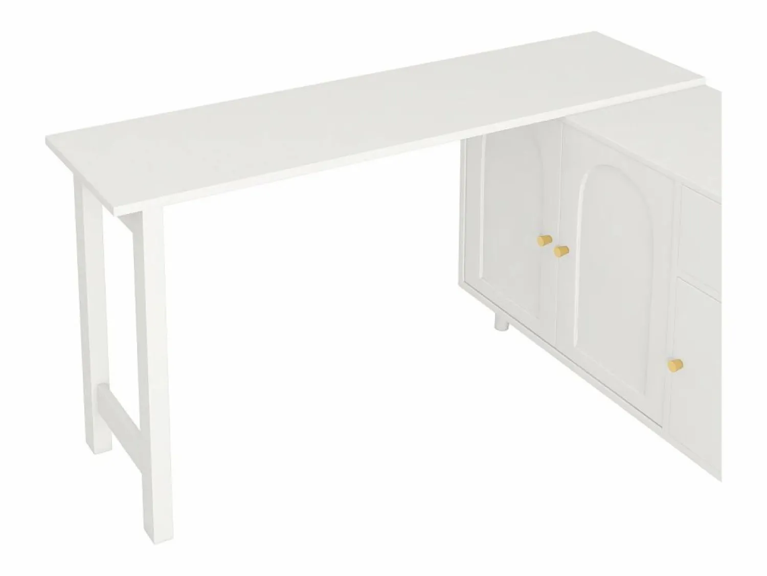 Clearance Escritorio 2 en 1 120×40×74,5 cm - Giratorio 360° - 3 puertas y 1 cajón - Certificado FSC - Escritorio Rinconero|Escritorio Tradicional