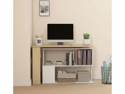 Discount Homcom Escritorio Aventa multiposición 360º /natural 74,5x120x110 cm Blanco
