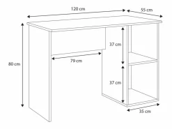 Escritorio 120x55x80 cm con 2 Estantes – Diseño Moderno y Funcional para Oficina, Estudio o Dormitorio Juvenil Blanco