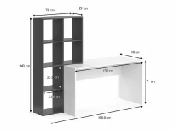 Vicco Escritorio blanco/antracita 166.8x59x143 mara