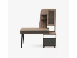 Best AHD Escritorio casa oficina diseño moderno 120 x 55 cm cajonera vitrina Noly - Natural Marru00f3n