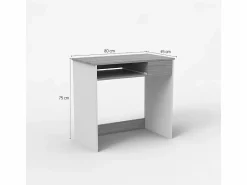 New Escritorio compacto de 80 cm para despacho y teletrabajo color blanco y madera Madrid Escritorio Secreter