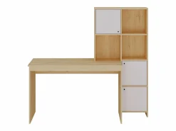Vente-unique Escritorio con 3 armarios y 3 estantes color natural y blanco - ALIOBINI