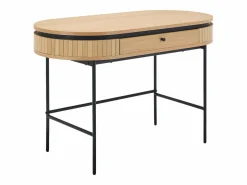 Vente-unique Escritorio con 1 cajón de chapado en roble y en color natural y negro - CARDIONA