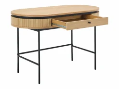 Vente-unique Escritorio con 1 cajón de chapado en roble y en color natural y negro - CARDIONA