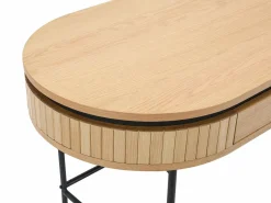 Vente-unique Escritorio con 1 cajón de chapado en roble y en color natural y negro - CARDIONA