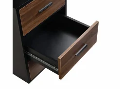 DripeX Escritorio con 3 cajones de almacenamiento - tablero de madera - MDF y Metal - Marrón + Negro - 138,5x58x75cm Marru00f3n