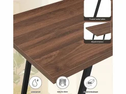 DripeX Escritorio con 3 cajones de almacenamiento - tablero de madera - MDF y Metal - Marrón + Negro - 138,5x58x75cm Marru00f3n