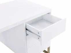 Outlet Vente-unique Escritorio con 3 cajones en MDF lacado y metal y dorado - TIMFIA II de Pascal Morabito Blanco
