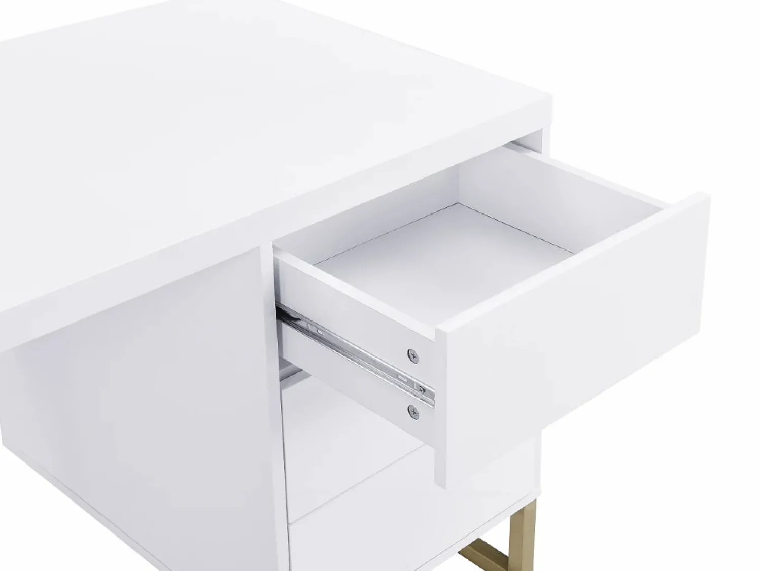 Outlet Vente-unique Escritorio con 3 cajones en MDF lacado y metal y dorado - TIMFIA II de Pascal Morabito Blanco