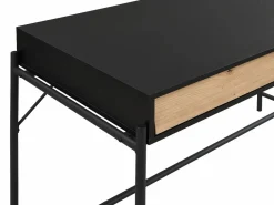 New Vente-unique Escritorio con 2 cajones en MDF y metal color negro y natural - VUORIA Negro / Color natural claro