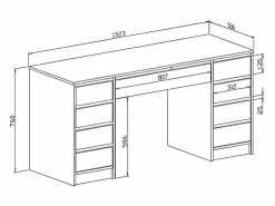 Clearance Escritorio con 9 cajones en color brillante - JENEMI Escritorio Tradicional