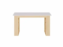 Vente-unique Escritorio con 10 estantes de almacenamiento color natural y blanco - JOVISO