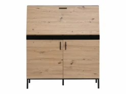 Hot Escritorio con 2 puertas de MDF natural y negro - MALEDA Escritorio Secreter