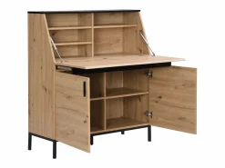 Hot Escritorio con 2 puertas de MDF natural y negro - MALEDA Escritorio Secreter