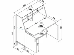 Hot Escritorio con 2 puertas de MDF natural y negro - MALEDA Escritorio Secreter