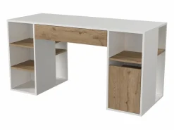 Vente-unique Escritorio con almacenaje en colores blanco y natural - MELAVA