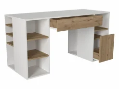 Vente-unique Escritorio con almacenaje en colores blanco y natural - MELAVA