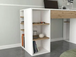 Vente-unique Escritorio con almacenaje en colores blanco y natural - MELAVA