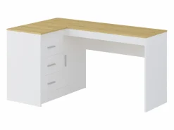 Discount Escritorio con almacenamiento en color blanco y natural - RIDOVA Escritorio Rinconero|Escritorio Tradicional