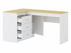 Discount Escritorio con almacenamiento en color blanco y natural - RIDOVA Escritorio Rinconero|Escritorio Tradicional