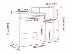 Hot vidaxl Escritorio con cajón 120,5 x 44 x 88,5 cm Madera de ingeniería Blanco