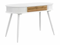 Outlet Vente-unique Escritorio con cajón y 2 puertas correderas en color blanco y natural - VELURANI Color natural claro / Blanco