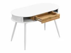 Outlet Vente-unique Escritorio con cajón y 2 puertas correderas en color blanco y natural - VELURANI Color natural claro / Blanco