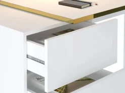 Sale Vente-unique Escritorio con cajones en brillo y dorado - MARZIALO Blanco