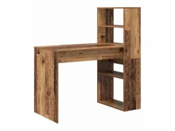 vidaxl Escritorio con estante Madera envejecida 113 x 54 x 120 cm