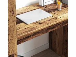 vidaxl Escritorio con estante Madera envejecida 113 x 54 x 120 cm