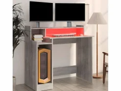 Clicnbuy Escritorio con LED madera contrachapada sonoma 97x45x90 cm