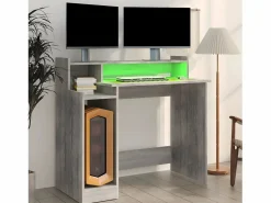 Clicnbuy Escritorio con LED madera contrachapada sonoma 97x45x90 cm