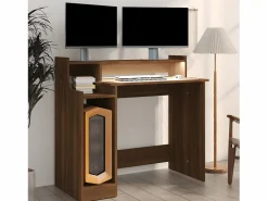 Clicnbuy Escritorio con LED madera ingeniería marrón roble 97x45x90 cm
