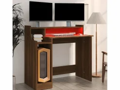 Clicnbuy Escritorio con LED madera ingeniería marrón roble 97x45x90 cm