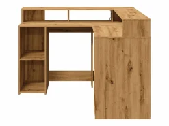 Online Escritorio con luces LED fabricado artesanalmente en madera de roble. Marru00f3n