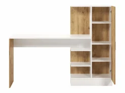 Vente-unique Escritorio con mueble de almacenaje en color natural y blanco - MILARIA