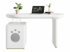 Best Escritorio con nicho para mascotas - 117×50×76 cm - Patas reforzadas - Para mascotas de tamaño M a XL - Acabado lacado - Escritorio Rinconero