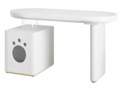 Best Escritorio con nicho para mascotas - 117×50×76 cm - Patas reforzadas - Para mascotas de tamaño M a XL - Acabado lacado - Escritorio Rinconero